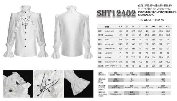 Devil Fashion Graveyard Vampire Cross Ruffle White Shirt