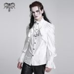 Devil Fashion Graveyard Vampire Cross Ruffle White Shirt