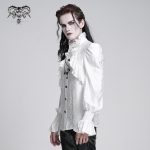 Devil Fashion Graveyard Vampire Cross Ruffle White Shirt