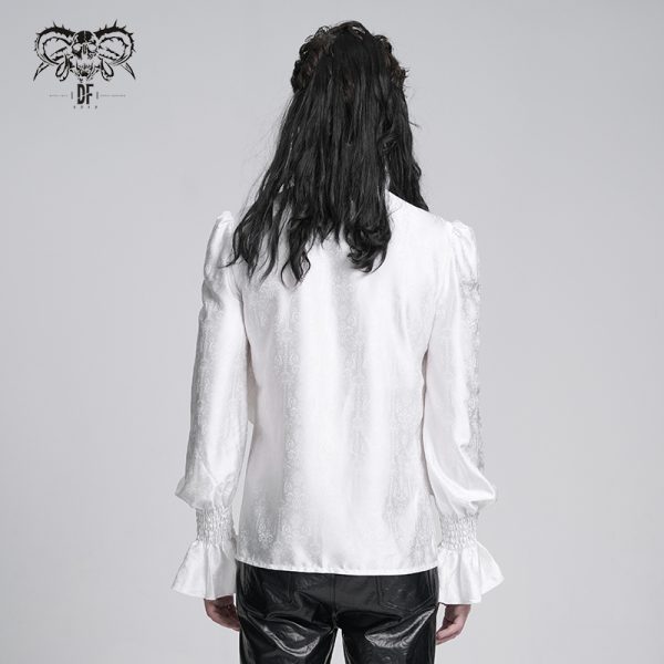 Devil Fashion Graveyard Vampire Cross Ruffle White Shirt