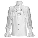 Devil Fashion Graveyard Vampire Cross Ruffle White Shirt