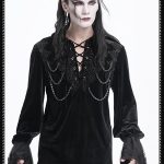 Devil Fashion Blood Lust Black Goth Vampire Chain Ruffle Shirt