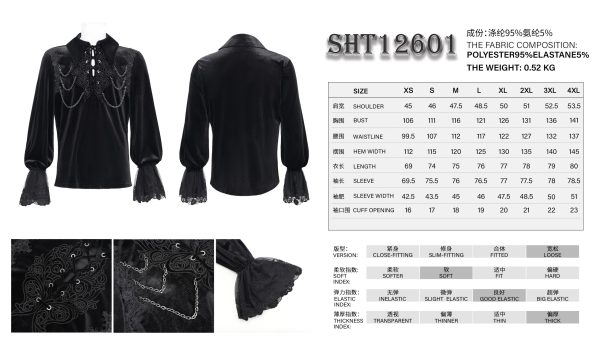 Devil Fashion Blood Lust Black Goth Vampire Chain Ruffle Shirt