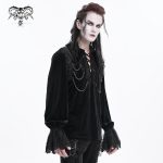 Devil Fashion Blood Lust Black Goth Vampire Chain Ruffle Shirt