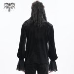 Devil Fashion Blood Lust Black Goth Vampire Chain Ruffle Shirt