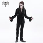 Devil Fashion Blood Lust Black Goth Vampire Chain Ruffle Shirt