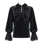 Devil Fashion Blood Lust Black Goth Vampire Chain Ruffle Shirt