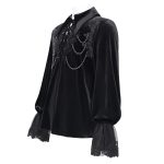 Devil Fashion Blood Lust Black Goth Vampire Chain Ruffle Shirt