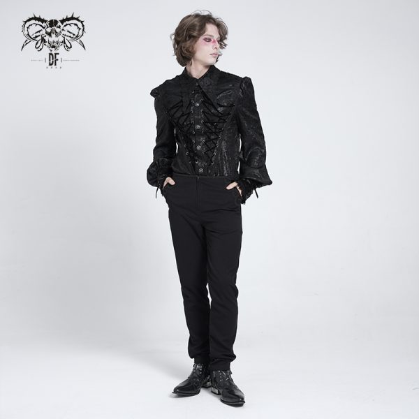 Devil Fashion Lucian Lace Detail Gothic Shirt