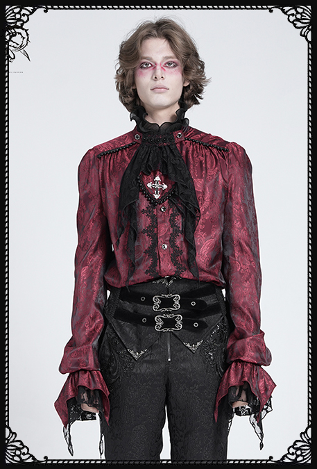 Devil Fashion Sanguine Cross Ruffle Gothic Red Blouse