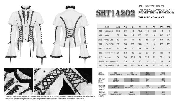 Devil Fashion Addams Bell Sleeves & Puff Shoulder White Gothic Blouse