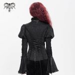 Devil Fashion Addams Bell Sleeves & Puff Shoulder Black Gothic Blouse