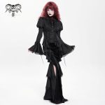 Devil Fashion Addams Bell Sleeves & Puff Shoulder Black Gothic Blouse
