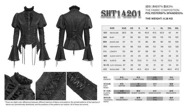 Devil Fashion Addams Bell Sleeves & Puff Shoulder Black Gothic Blouse