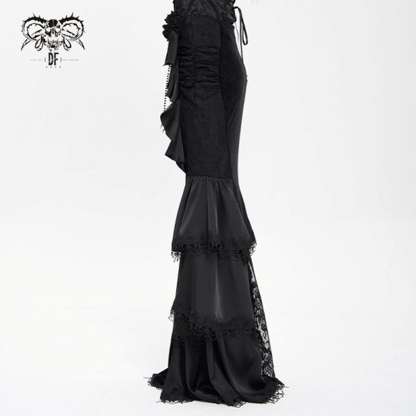 Devil Fashion Addams Cascade Velvet Gothic Skirt