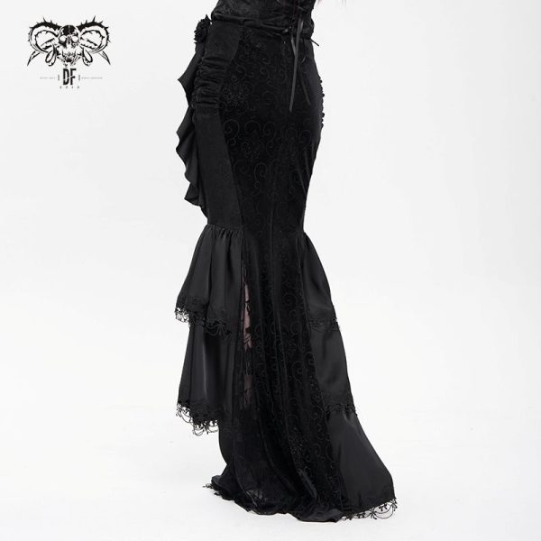 Devil Fashion Addams Cascade Velvet Gothic Skirt