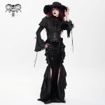 Devil Fashion Addams Cascade Velvet Gothic Skirt