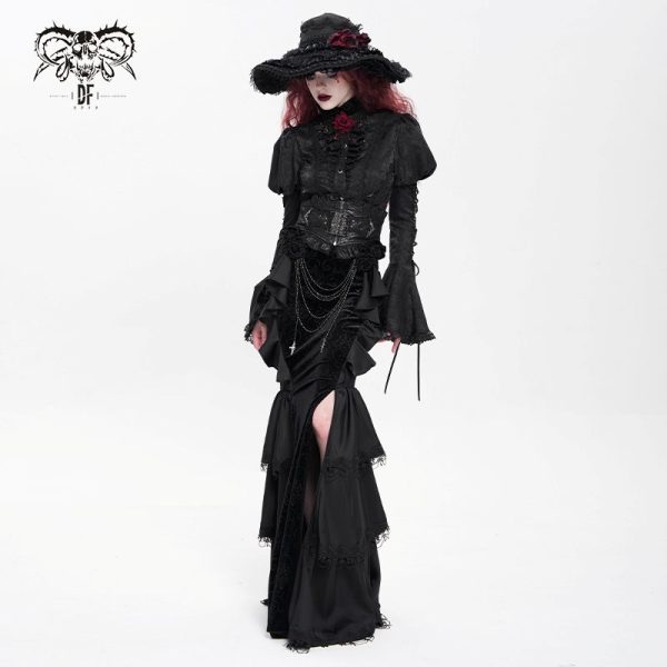 Devil Fashion Addams Cascade Velvet Gothic Skirt
