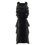 Devil Fashion Addams Cascade Velvet Gothic Skirt