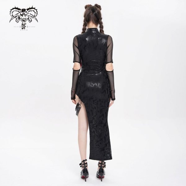 Devil Fashion Cyber Glitch Asymmetrical Sheer Dress
