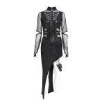 Devil Fashion Cyber Glitch Asymmetrical Sheer Dress