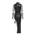 Devil Fashion Cyber Glitch Asymmetrical Sheer Dress
