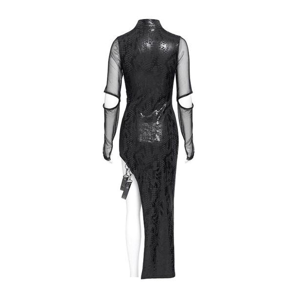 Devil Fashion Cyber Glitch Asymmetrical Sheer Dress