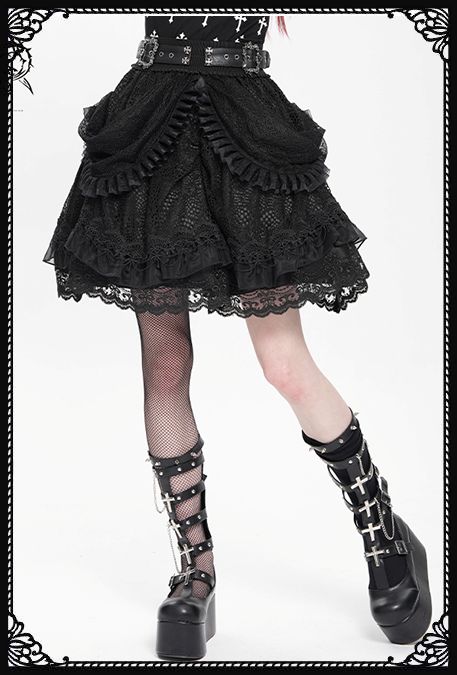 Devil Fashion Draculaura Lace Gothic Skater Skirt