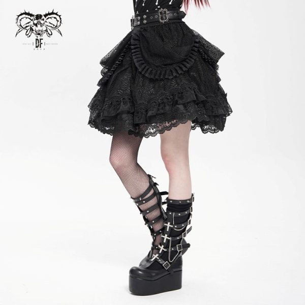 Devil Fashion Draculaura Lace Gothic Skater Skirt
