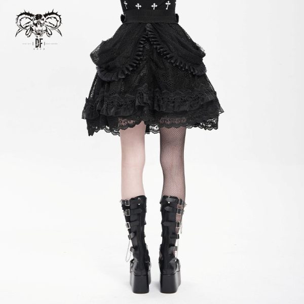 Devil Fashion Draculaura Lace Gothic Skater Skirt
