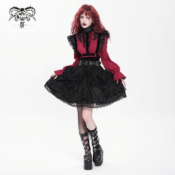 Devil Fashion Draculaura Lace Gothic Skater Skirt