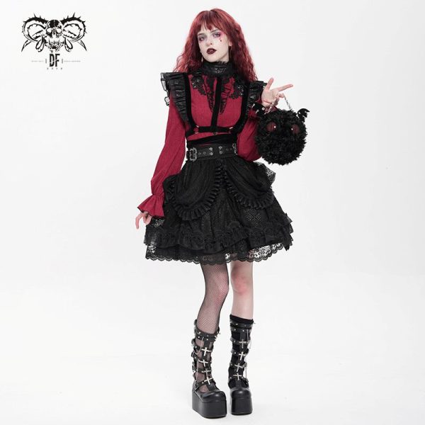 Devil Fashion Draculaura Lace Gothic Skater Skirt