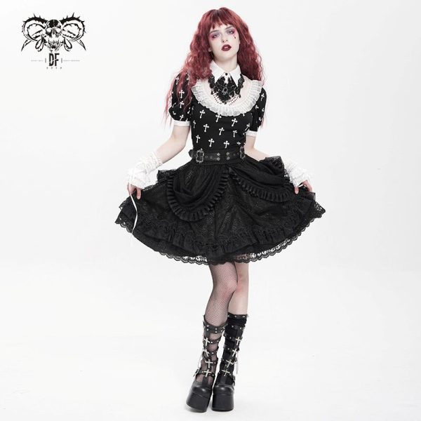 Devil Fashion Draculaura Lace Gothic Skater Skirt