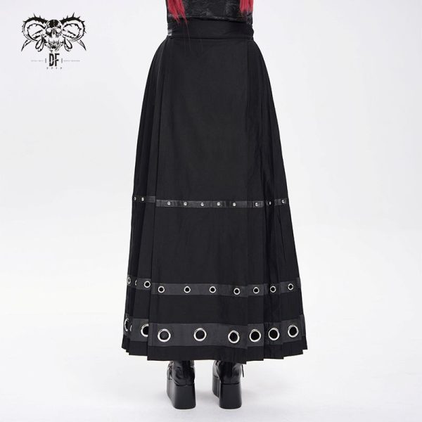 Devil Fashion Ritual Pentagram Pleated Long Gothic Skirt