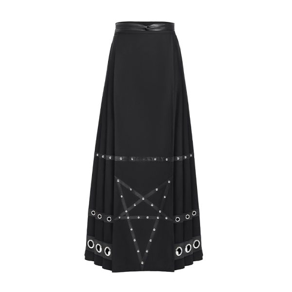 Devil Fashion Ritual Pentagram Pleated Long Gothic Skirt