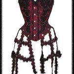 SaiSai Red Burlesque Over Bust Corset With Ornamental Cage Attachments
