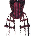 SaiSai Red Burlesque Over Bust Corset With Ornamental Cage Attachments