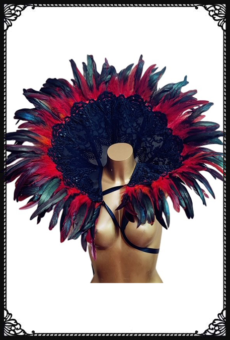 SaiSai Red Swan Feather Shrug