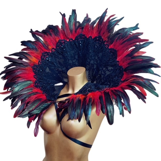 SaiSai Red Swan Feather Shrug