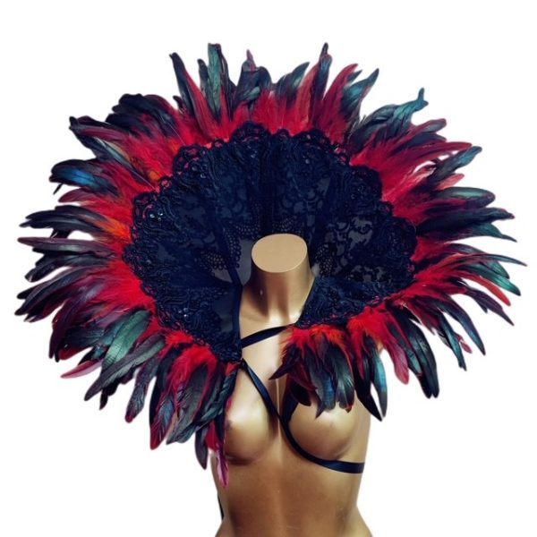 SaiSai Red Swan Feather Shrug