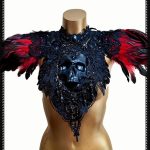 Sai Sai Skull and Feather Shrug Red