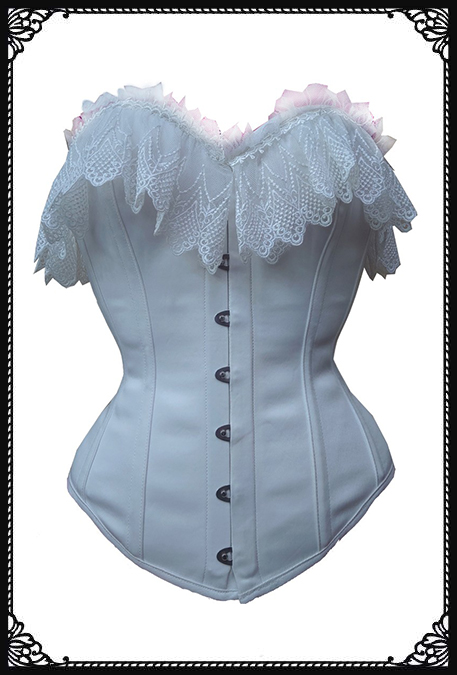 SaiSai Amelie White Frilly Overbust Corset