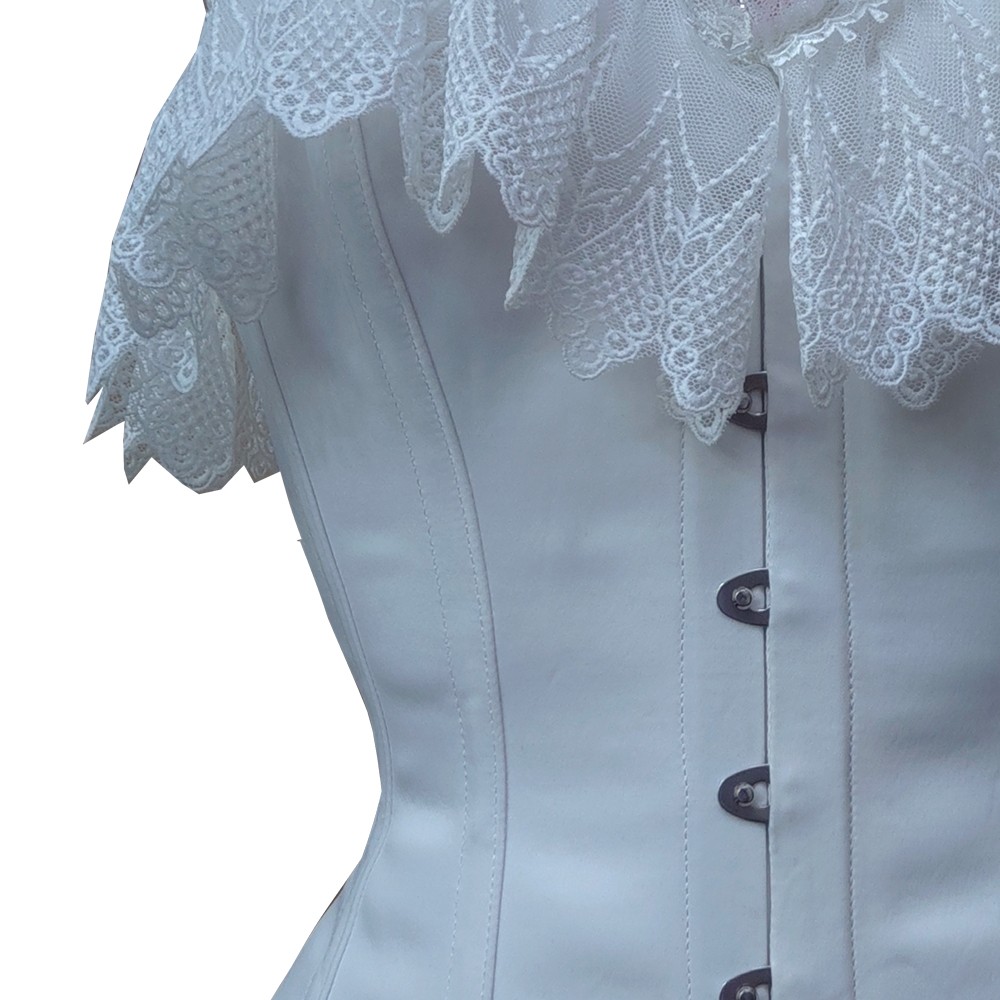 SaiSai Amelie White Frilly Overbust Corset
