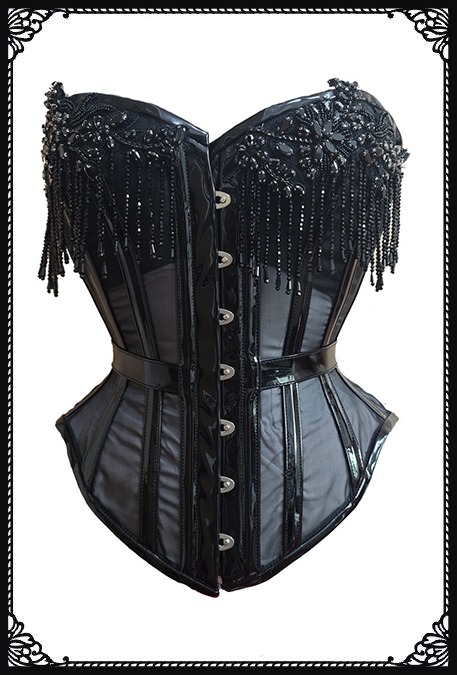 SaiSai Le Noir Beaded Tassels Burlesque Corset