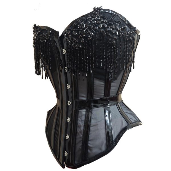 SaiSai Le Noir Beaded Tassels Burlesque Corset