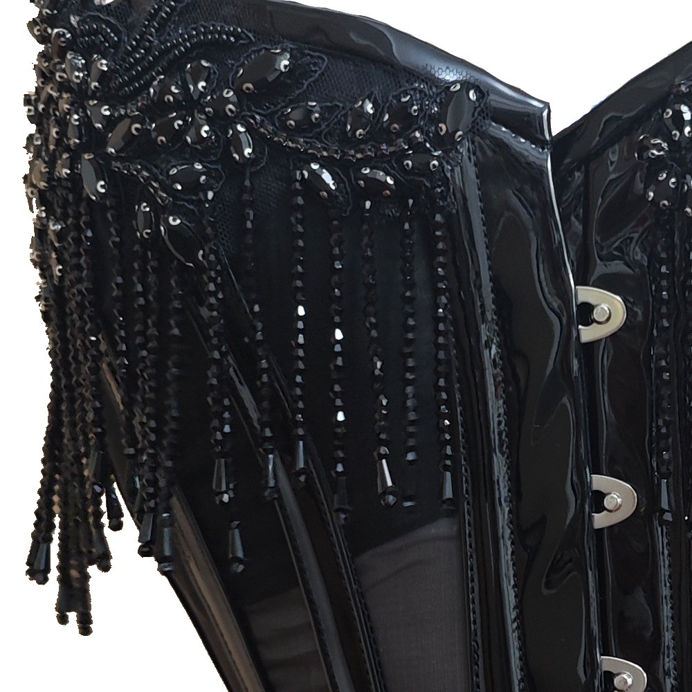 SaiSai Le Noir Beaded Tassels Burlesque Corset