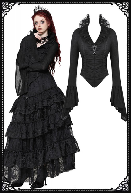 Dark In Love Alina Victorian Collar Gothic Bell Sleeves Top