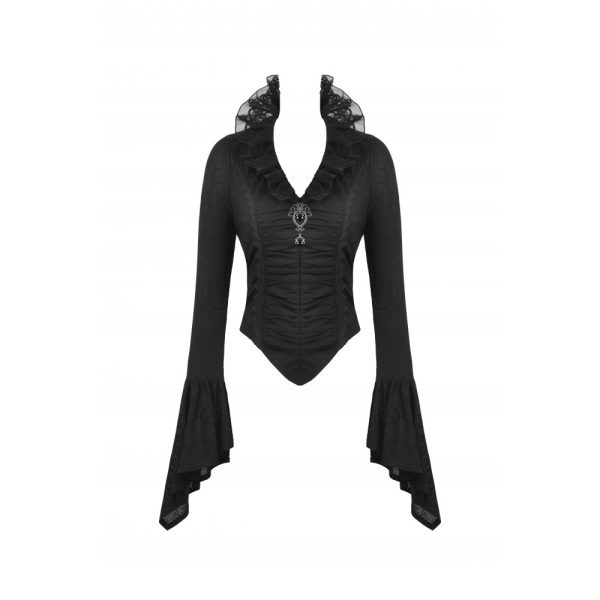 Dark In Love Alina Victorian Collar Gothic Bell Sleeves Top