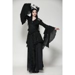 Dark In Love Syrena Cross Bell Sleeves Black Gothic Top