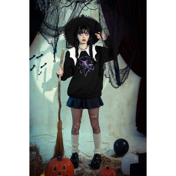 Dark In Love Witch Night Sweater With Collar Detail